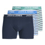 Jack & Jones Jackoda Trunks 3 Pack Cotton Stretch Boxers - Blue/Bottle Green