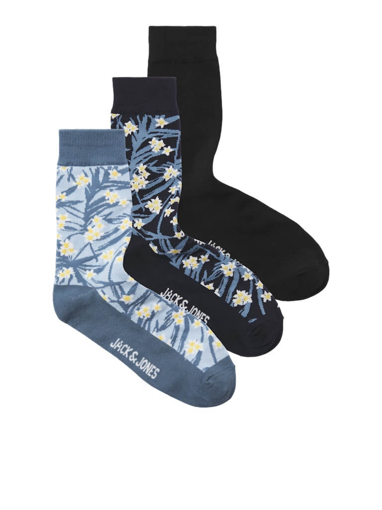 Jack & Jones 3 Pack Jackeith Sports Socks - Green/Blue/Black( 7-11 )