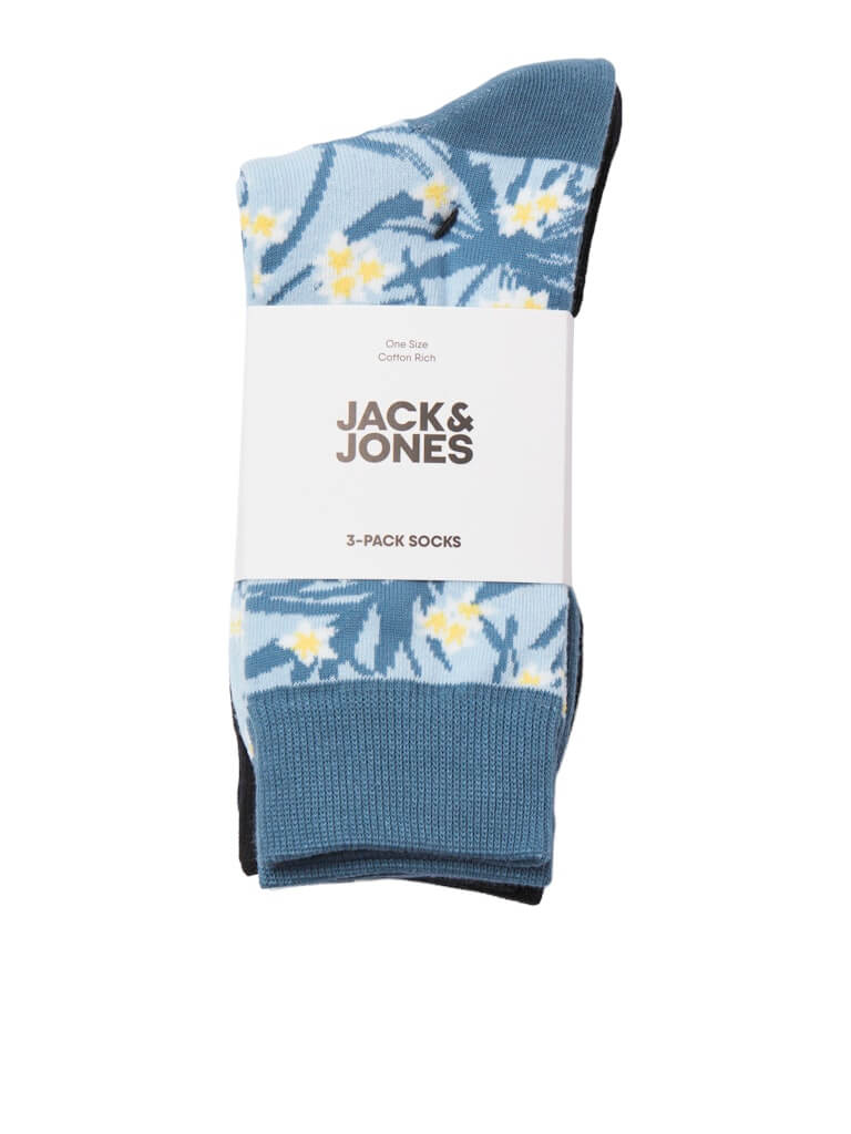 Jack & Jones 3 Pack Jackeith Sports Socks - Green/Blue/Black( 7-11 )