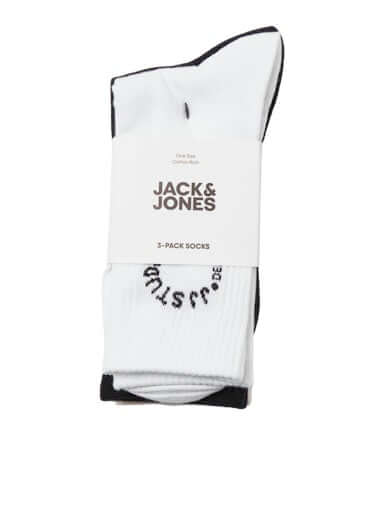 Jack & Jones 3 Pack Jacmarcus Short Sports Socks - White/Black/Beige ( 7-11 )