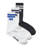 Jack & Jones 3 Pack JACTWES Sports Socks - White/ Lapis Blue ( Size 7-11 )