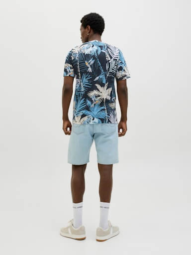Jack & Jones 1 Pack JJHAWAII AOP Crew Neck 100% Cotton T-Shirt