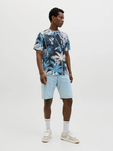 Jack & Jones 1 Pack JJHAWAII AOP Crew Neck 100% Cotton T-Shirt