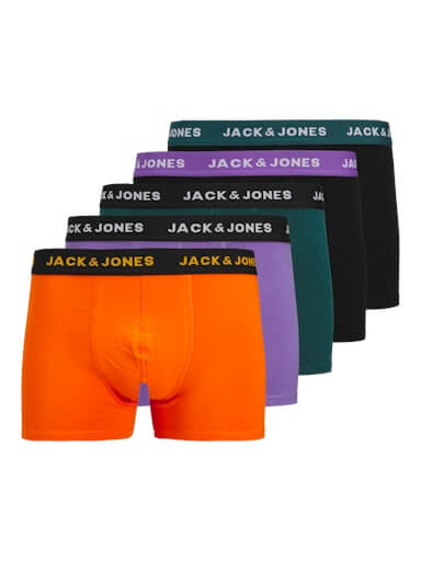 Jack & Jones Jacben 5 Pack Cotton Stretch Solid Trunks - Multi