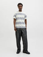 Jack & Jones JJBIRK Striped Crew Neck T-Shirt - Blue Multi