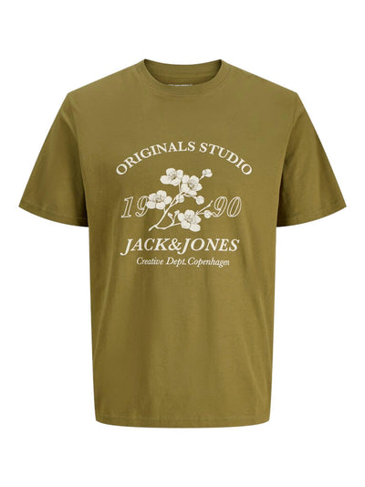 Jack & Jones JORJUKA Crew Neck 100% Cotton T-Shirt - Olive Drab
