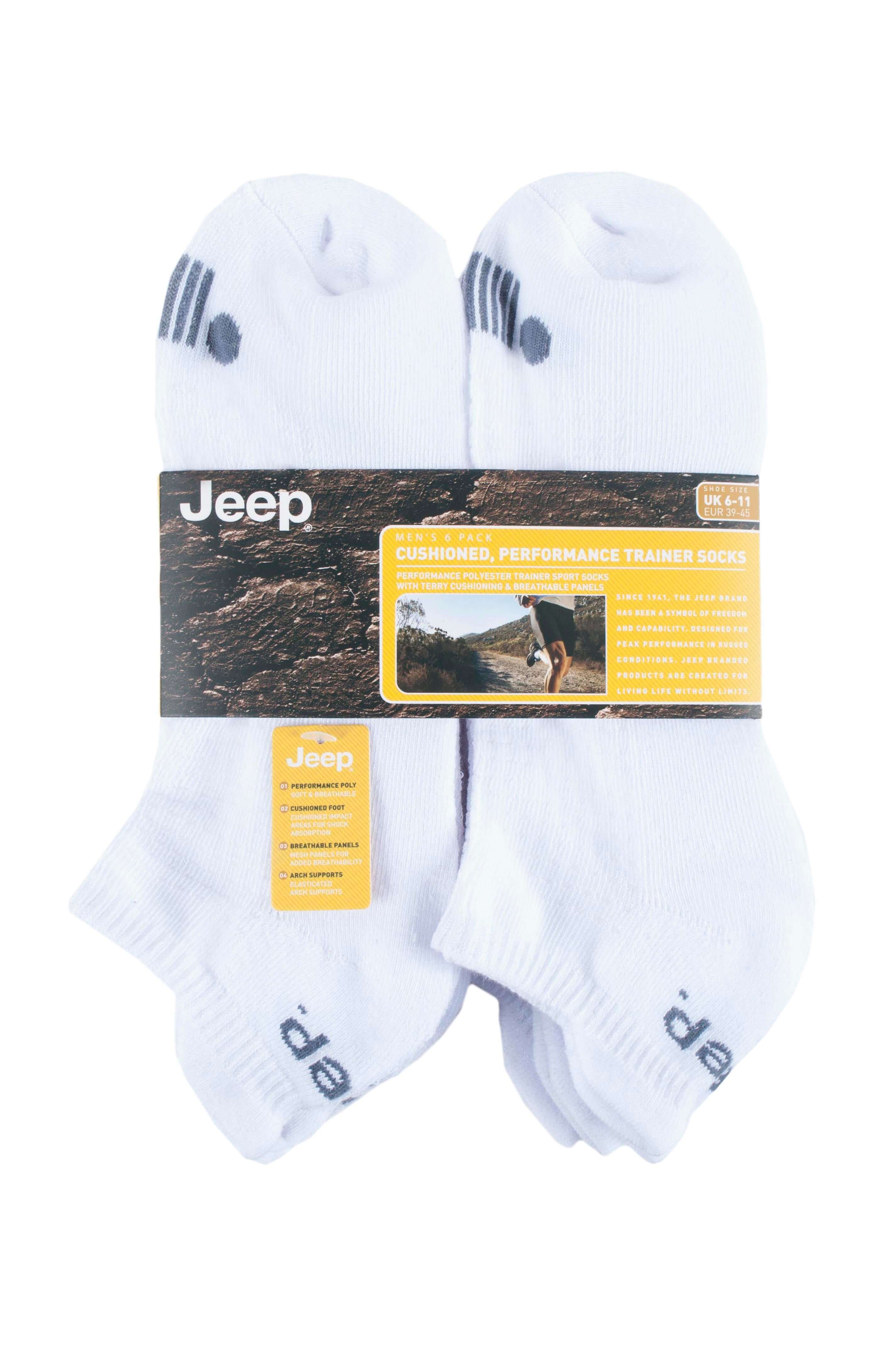 Jeep Men's 6 Pair Performance Trainer Socks - (6-11)
