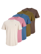 Jack & Jones Men’s 5-Pack Crew Neck T-Shirts – 100% Cotton, Classic Fit