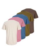 Jack & Jones Men’s 5-Pack Crew Neck T-Shirts – 100% Cotton, Classic Fit