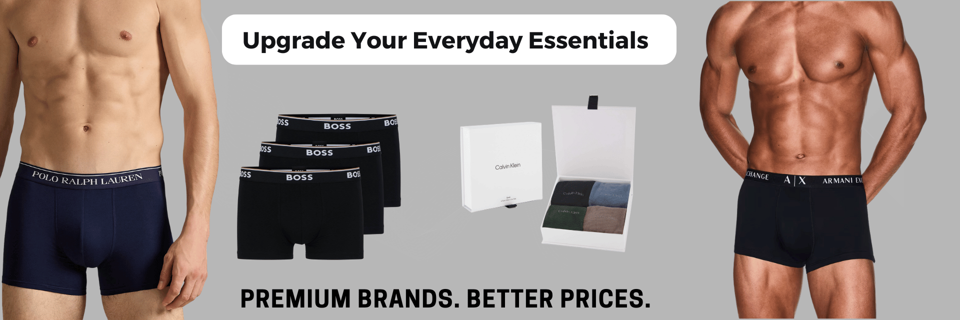 Men’s essentials T-shirts underwear and socks from leading designer brands