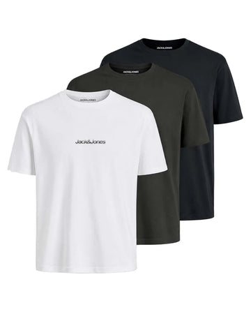 Jack & Jones JCOECHO 3 Pack Regular Fit Cotton T-Shirts