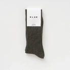 KLUE men's organic cotton knitted rib socks - Khaki - UK 7.5-11