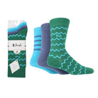 Pringle 3 Pair Bamboo Jacquard Socks - Green with Zigzag Stripes