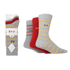 Pringle 3 Pair Bamboo Jacquard Socks - Light Grey with Zigzag Stripes
