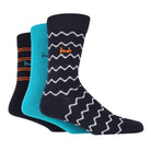 Pringle 3 Pair Bamboo Jacquard Socks - Navy with Zigzag Stripes