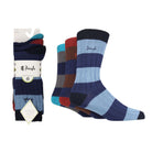 Pringle 3 Pair Men's Bamboo Rib Leisure Socks - Blue / Navy Stripes