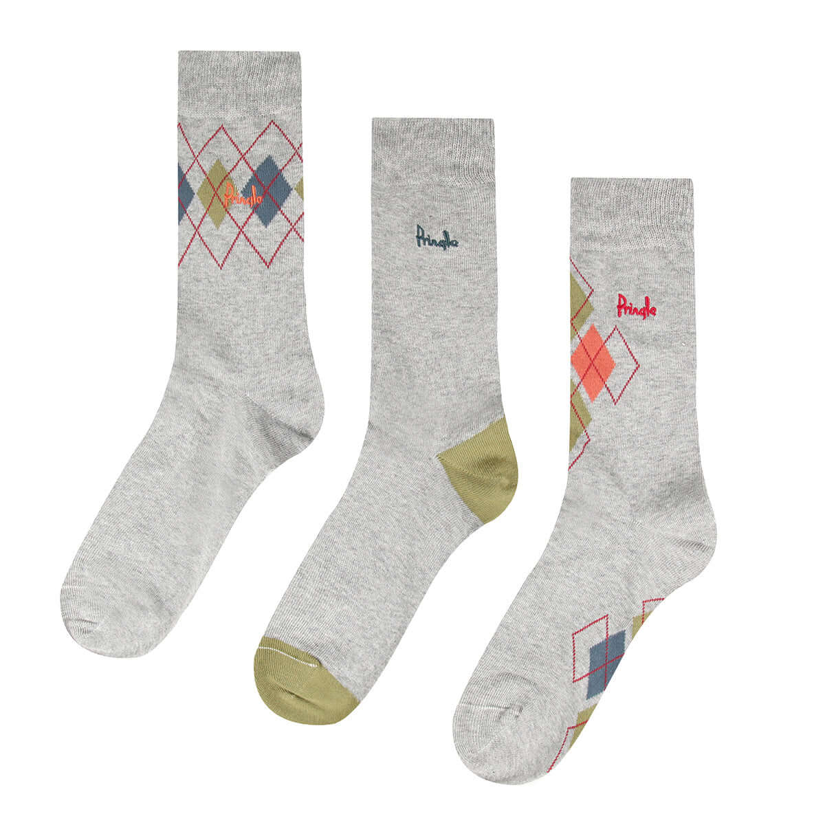 Pringle 3 Pack Cotton and Recycled Polyster Men's Arglye Socks - Size ( 7-11 )