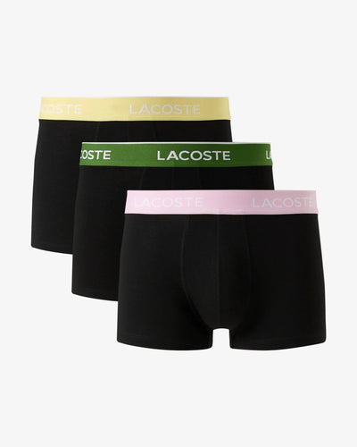 Lacoste Men’s 3 Pack Cotton Stretch Trunks | Comfort Fit, Logo Waistband