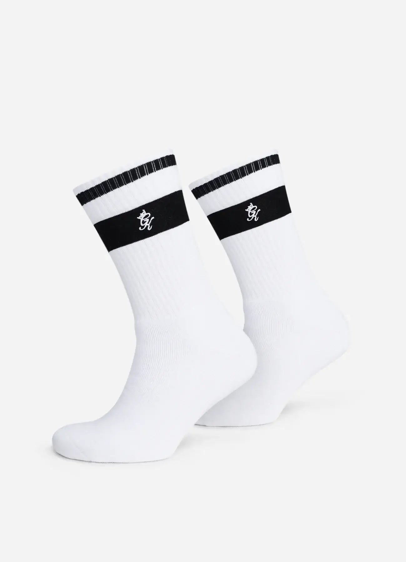 Gym King Ryu Socks – 2 Pack | Unisex Ribbed White Sports Socks