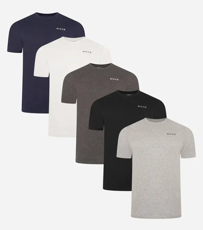 Nicce Mens 5 Pack Layette Nightwear T-Shirt - 100% Cotton