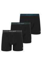 Lyle & Scott 3 Pack Lewis Men's Button Fly Boxer Trunks - Black Coloured Logo