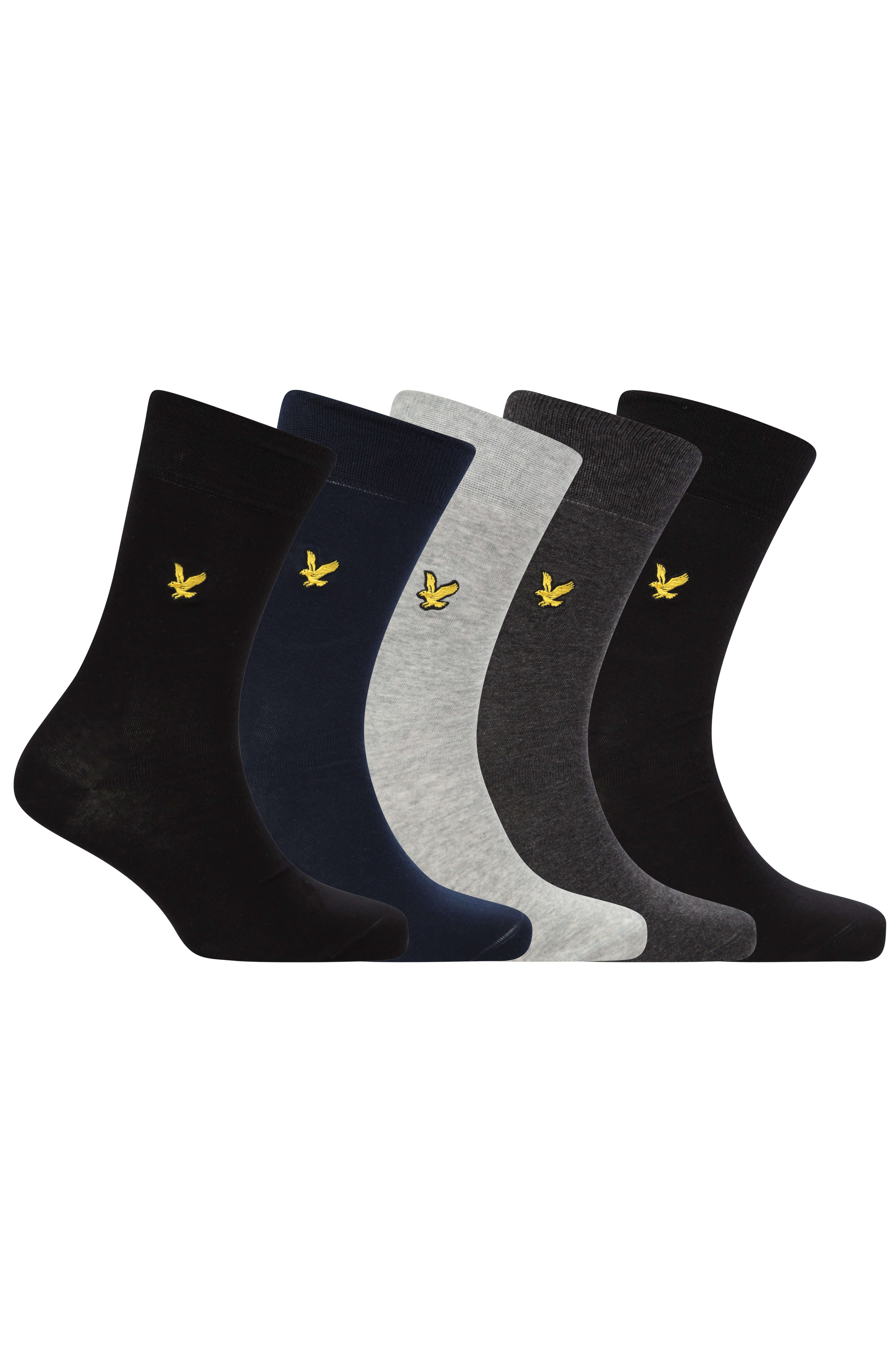 Lyle & Scott 5 Pack Dress Socks - Black/Peacoat/Grey/Charcoal