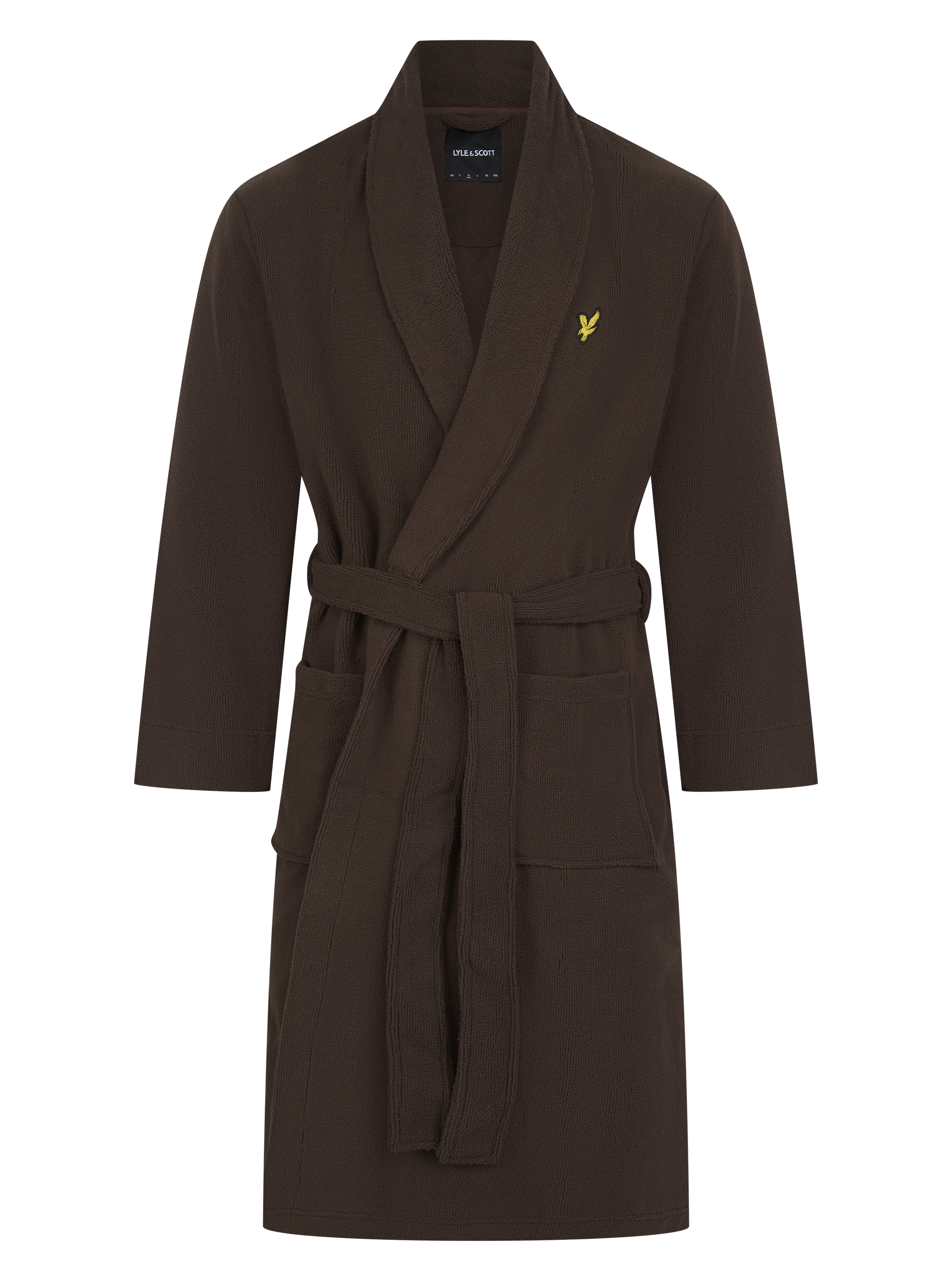 Lyle & Scott Lucas Towelling Dressing Gown Brown - Image 1