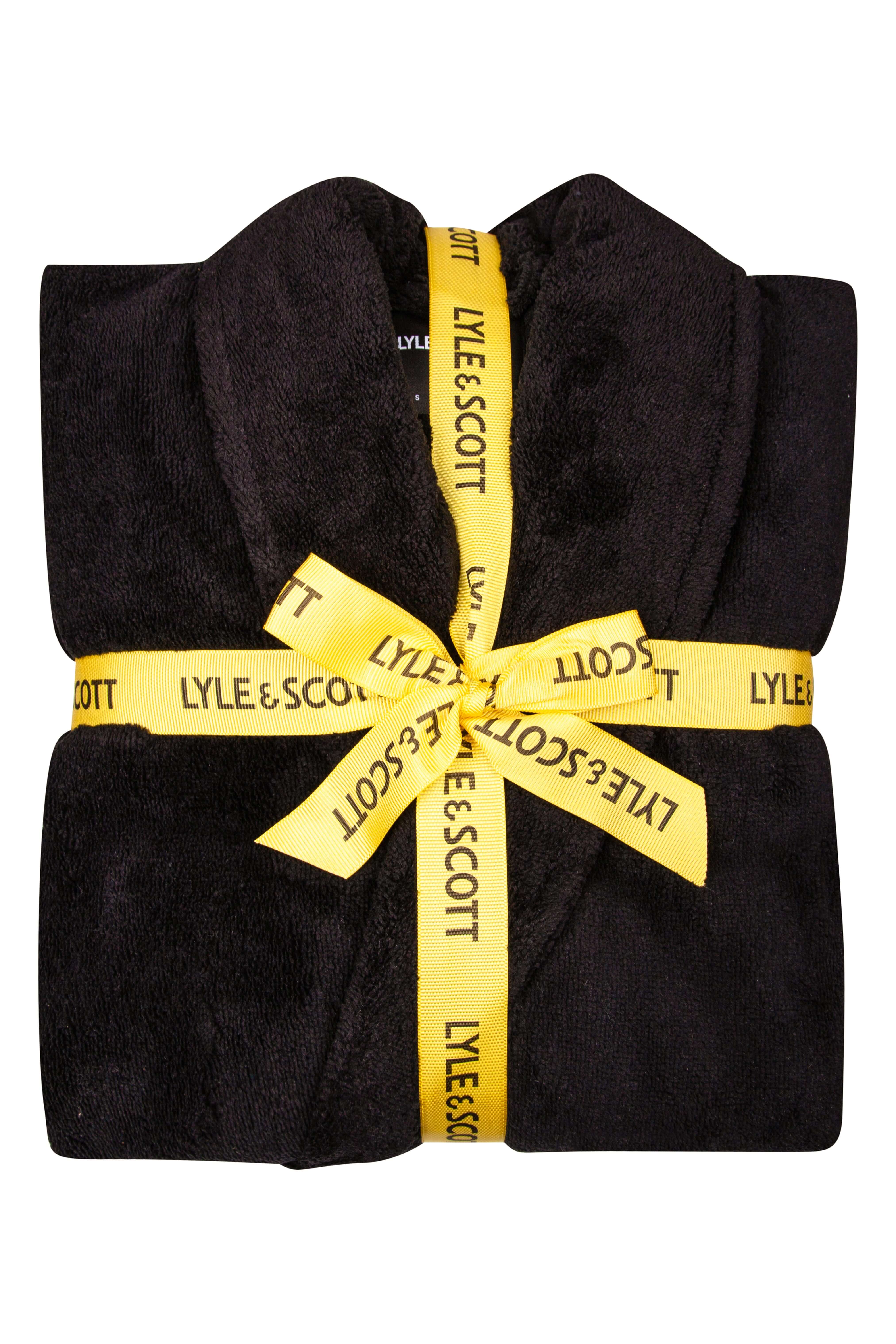 Lyle & Scott Lucas Bathrobe – Black | Towelling Robe with Embroidered Logo