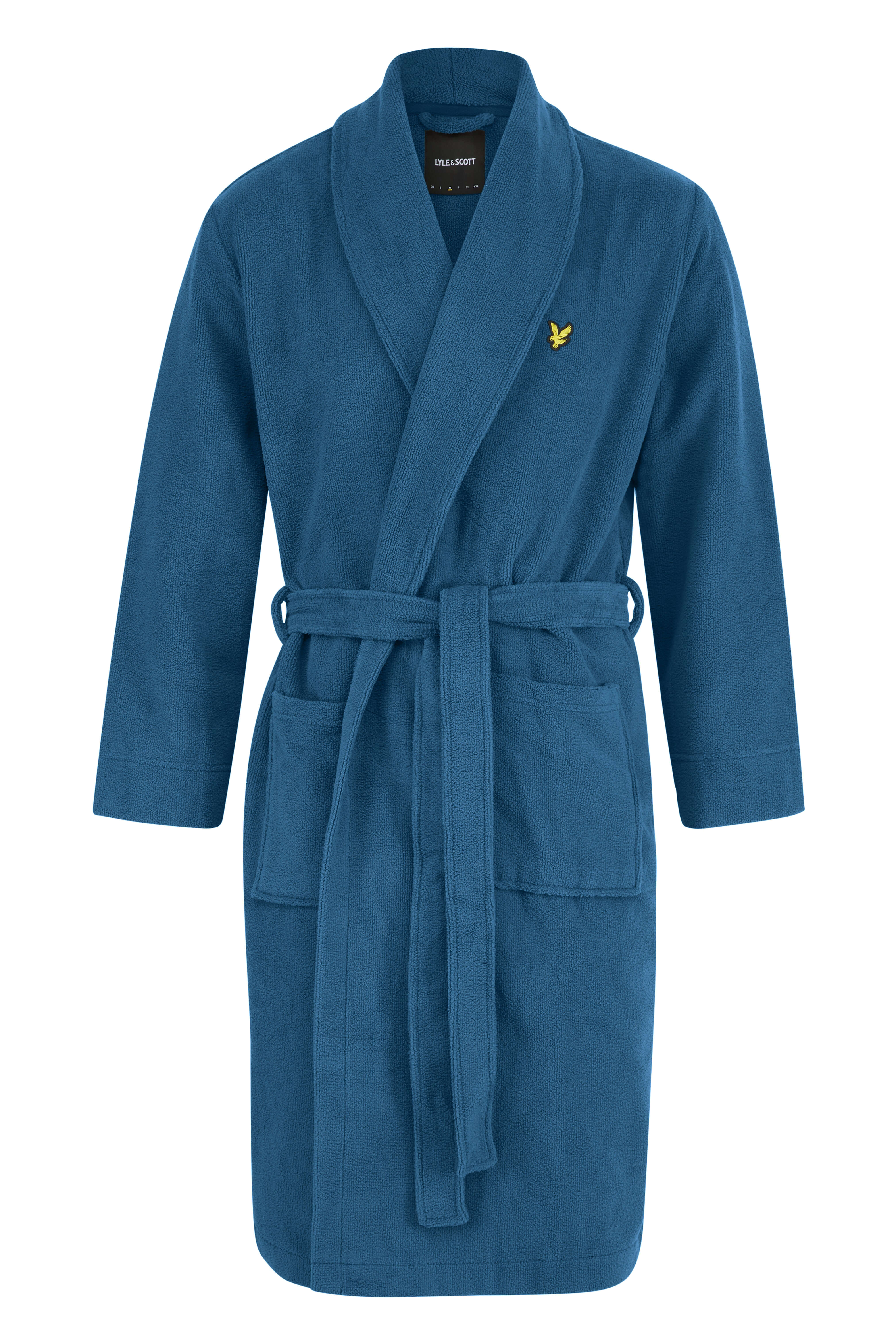 Lyle & Scott Lucas Bathrobe - Sailor Blue | Luxury Towelling Robe