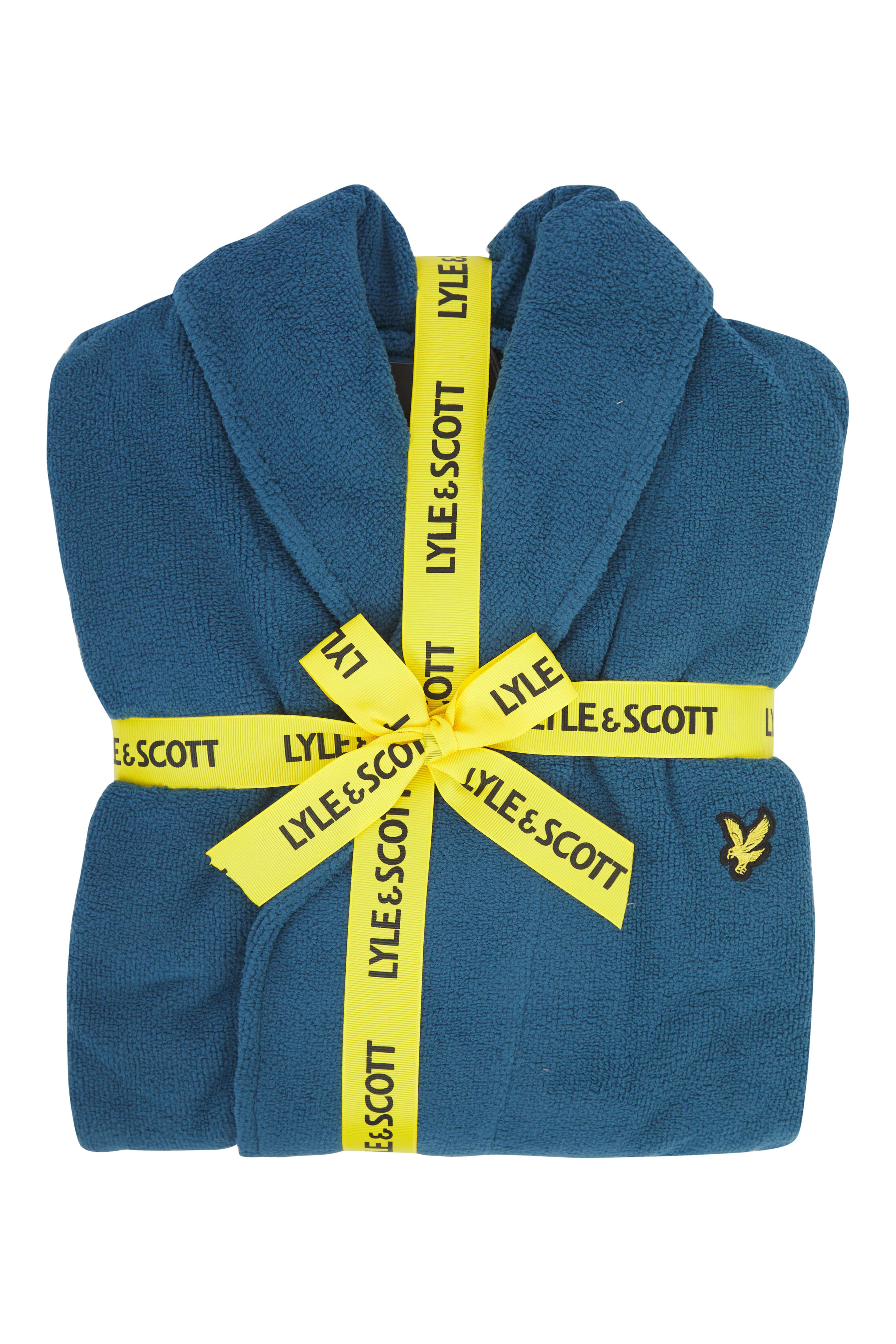 Lyle & Scott Lucas Bathrobe - Sailor Blue | Luxury Towelling Robe