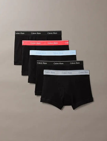 Calvin Klein Cotton Classics Trunks 5 Pack - Fly, Mid Rise Waist