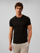 Calvin Klein Cotton Classics 3 Pack Crew Neck T-Shirts - Black / Goji Berry / Light Blue
