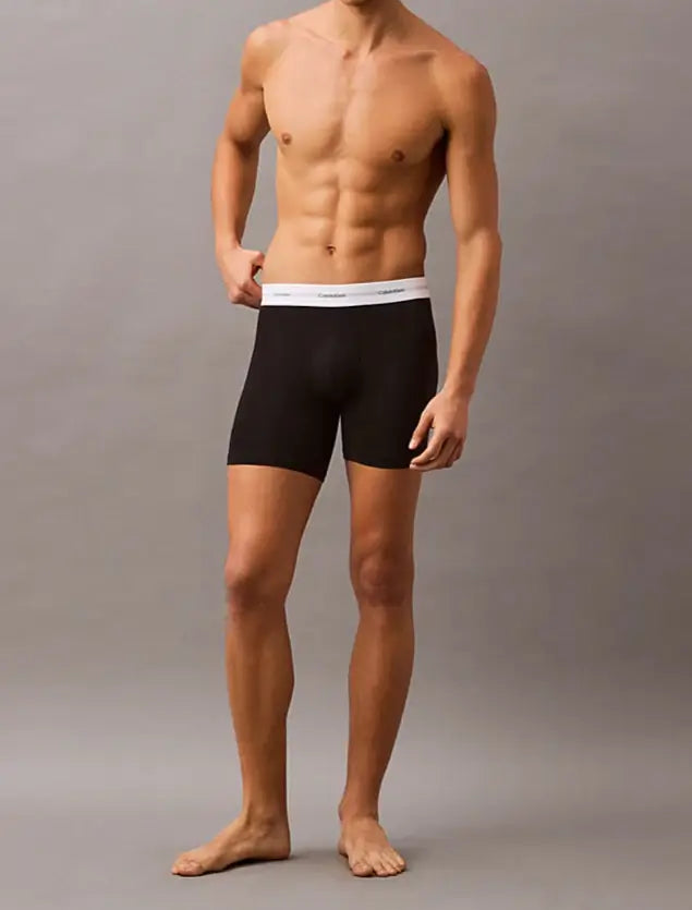 Calvin Klein 3 Pack Boxer Briefs – Cotton Modal Stretch Underwear, Black