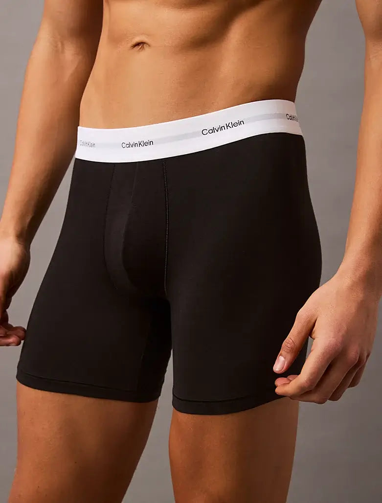Calvin Klein 3 Pack Boxer Briefs – Cotton Modal Stretch Underwear, Black