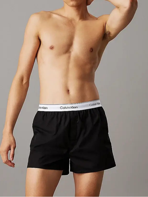 Calvin Klein 3 Pack Slim Fit Boxers - Icon Cotton Stretch, Black / Glacier / Blue