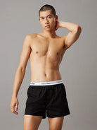 Calvin Klein 3 Pack Slim Fit Boxers - Icon Cotton Stretch, Black / Glacier / Blue