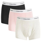 Calvin Klein 3 Pack Relaxed Dart Trunks - Icon Cotton Stretch, Black, Heather, Pink