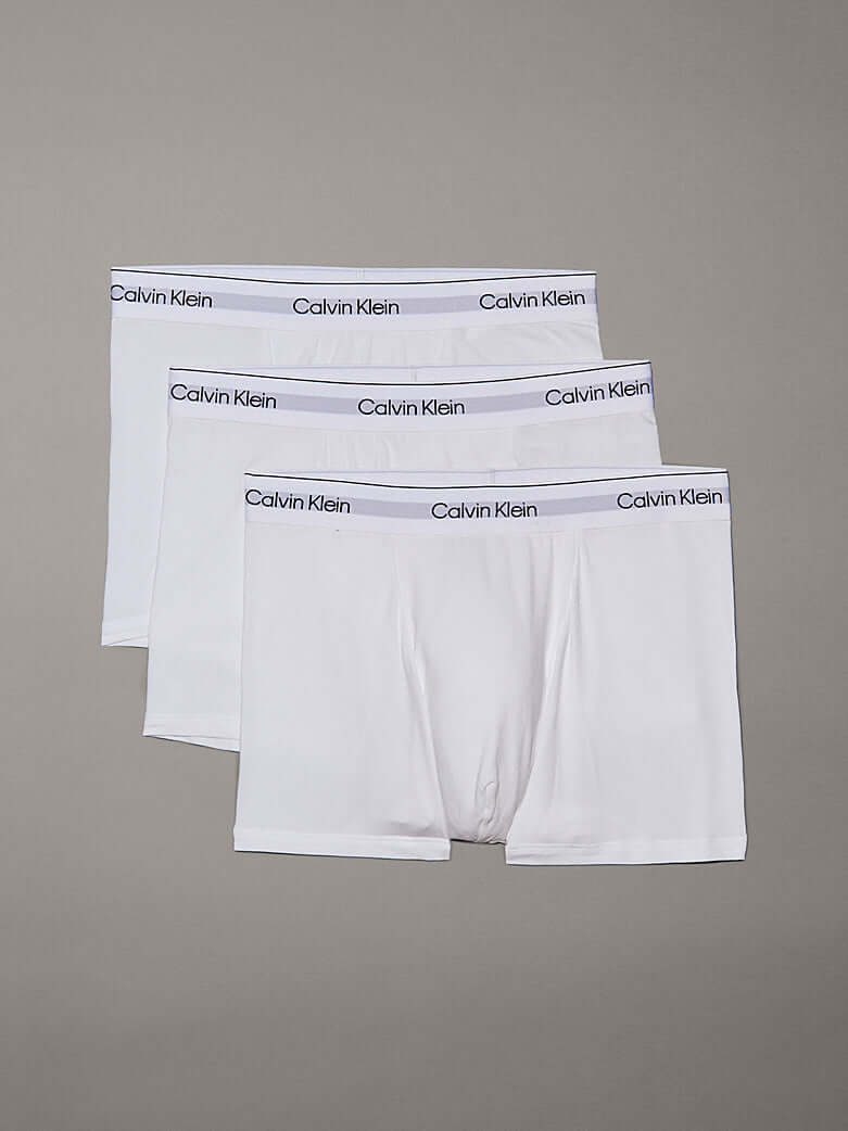 Calvin Klein 3 Pack Relaxed Dart Trunks - Icon Cotton Stretch, White