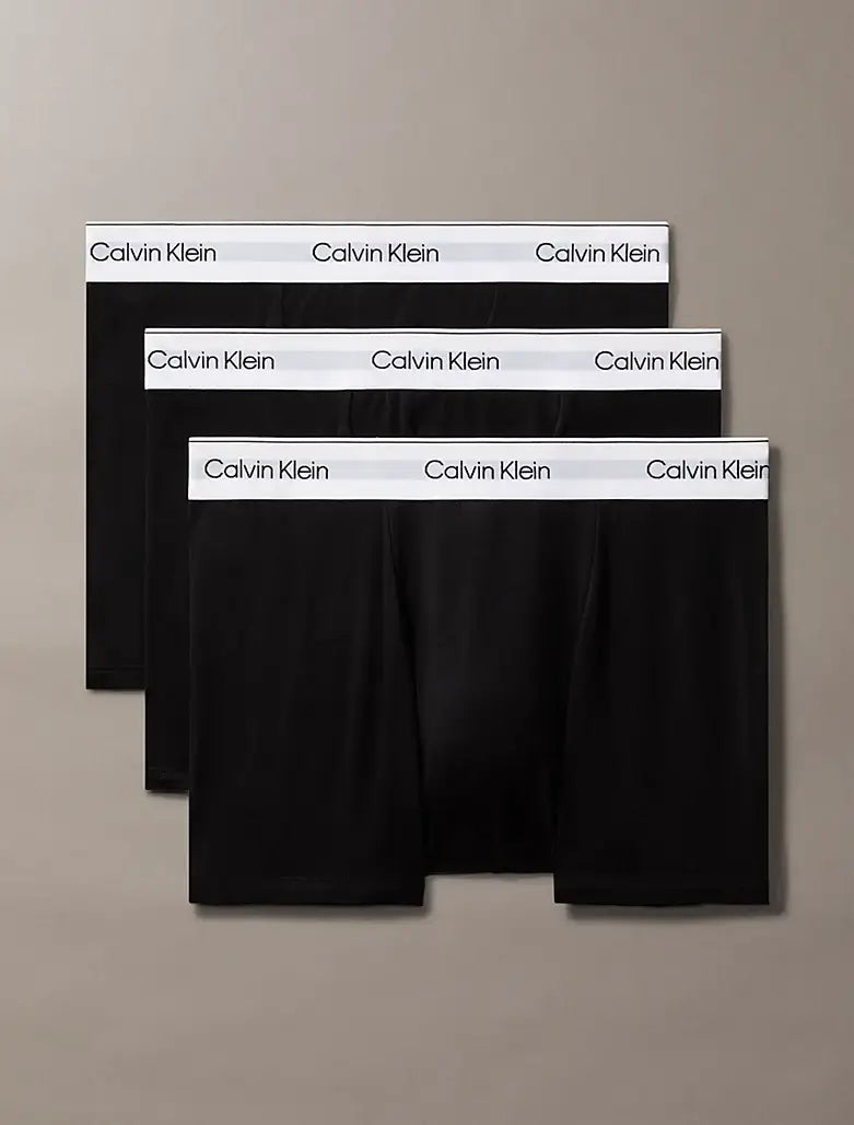 Calvin Klein 3 Pack Relaxed Dart Trunks - Icon Cotton Stretch, Black