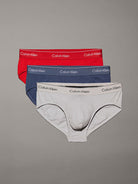 Calvin Klein 3 Pack Briefs - Icon Cotton Stretch, Red/Vintage Indigo/Moonbeam
