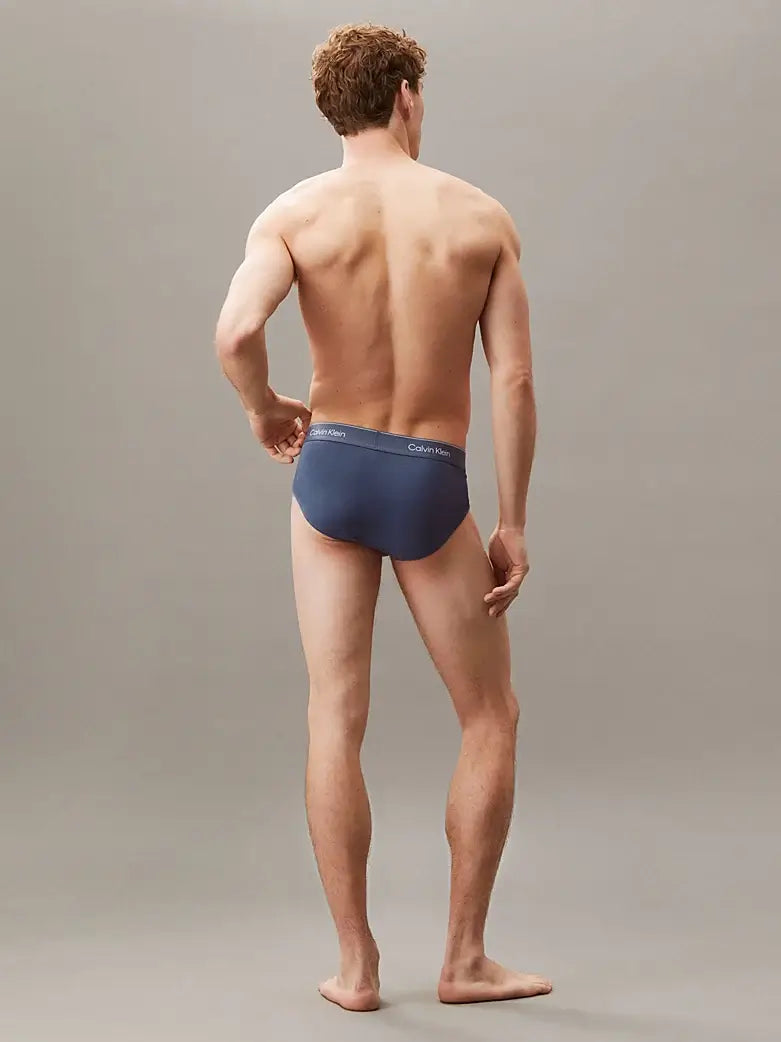 Calvin Klein 3 Pack Briefs - Icon Cotton Stretch, Red/Vintage Indigo/Moonbeam