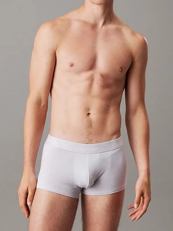 Calvin Klein 3 Pack Low Rise Trunks - Icon Cotton Stretch, Red/Vt Indigo/Moonbeam