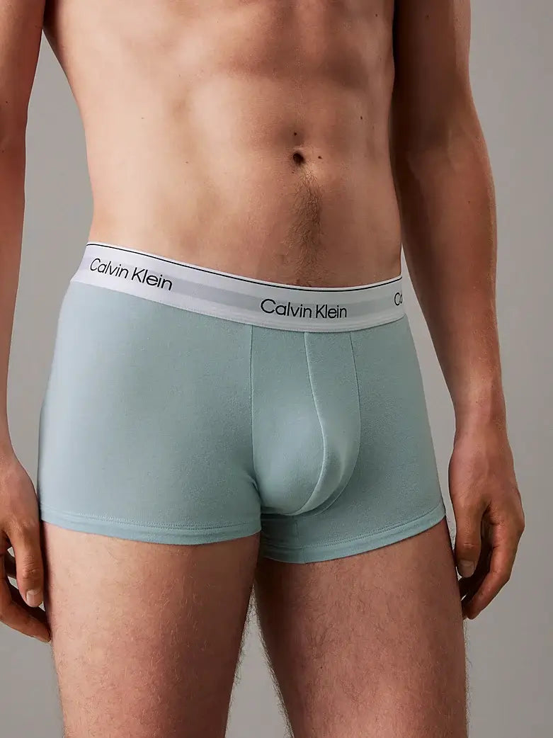 Calvin Klein 3 Pack Low Rise Trunks - Icon Cotton Stretch, Glacier Blue / All Over Logo