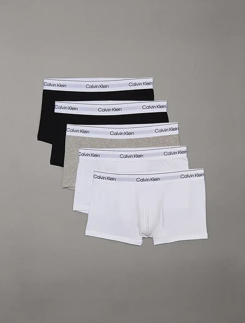 Calvin Klein Icon Stretch 5 Pack Low Rise Trunks – Black / White / Grey
