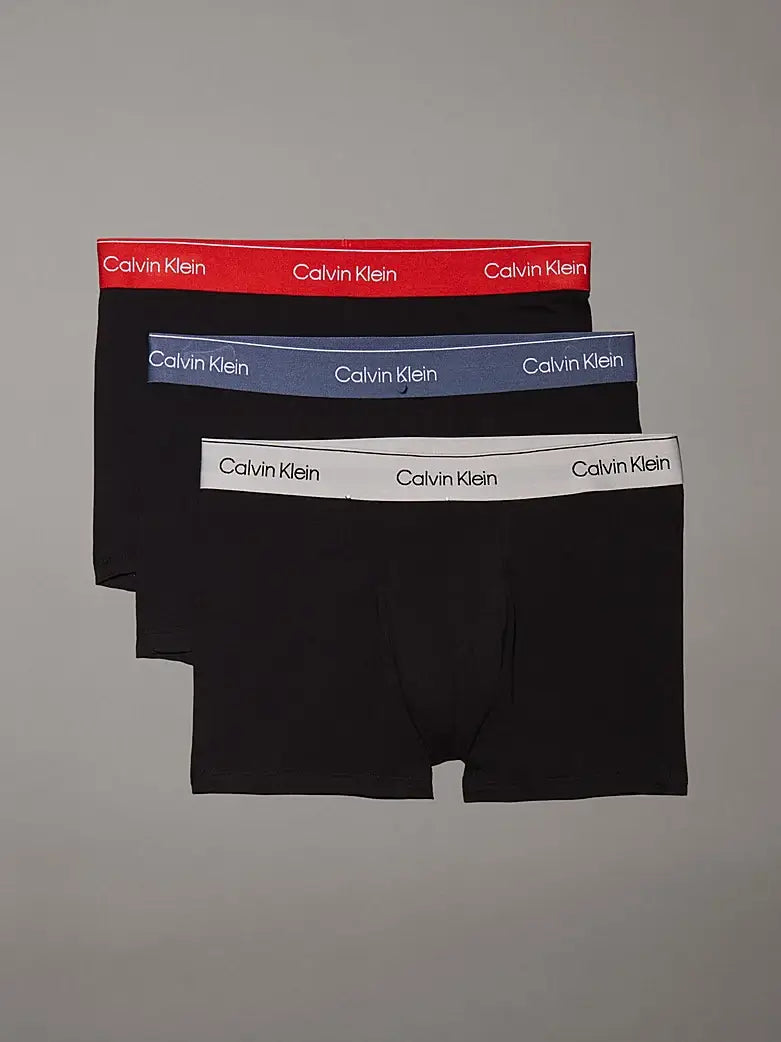 Calvin Klein 3 Pack Trunks - Icon Cotton Stretch, Black Multi