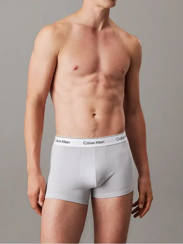 Calvin Klein 3 Pack Trunks - Icon Cotton Stretch, Vint Indigo, Micro Chip, Lilac