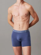 Calvin Klein 3 Pack Boxer Briefs – ICON Cotton Stretch, Red/Vintage Indigo