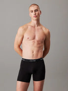 Calvin Klein 3 Pack Boxer Briefs – ICON Cotton Stretch, Black / Coloured Logo