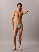 Calvin Klein Ultra Soft Lyocell 3 Pack Hip Briefs Black Grey Heather Dark Sapphire 4KJ – model front