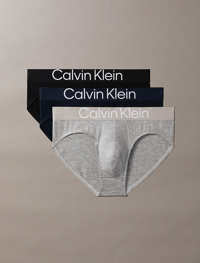 Calvin Klein Ultra Soft Lyocell 3 Pack Hip Briefs Black Grey Heather Dark Sapphire 4KJ – 3-pack main image